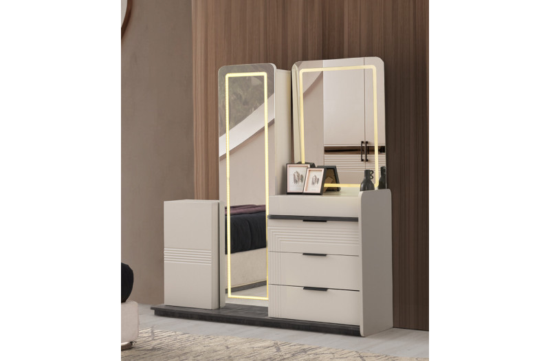 Exclusive-Kommode mit Spiegel-SANDBEIGE/REBAP-EMIR
