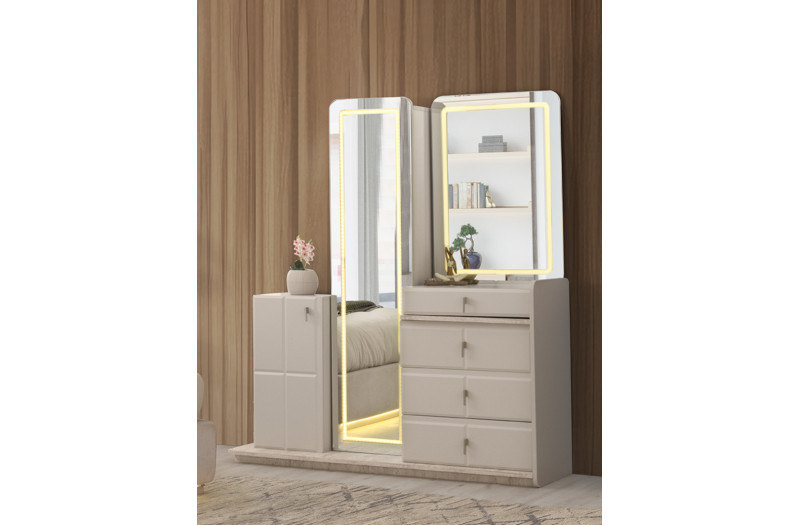 Exclusive-Dresser with Mirror-SANDBEIGE/TRAVERTEN-PETRA