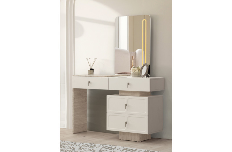 Exclusive-Dresser with Mirror-MOONSTONE/TRAVERTEN-MONTANA