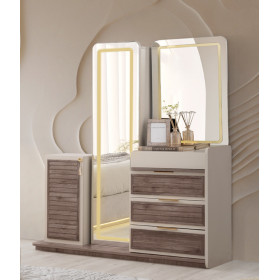 Exclusive-Dresser with Mirror-SANDBEIGE/WALLNUTT-AYASOFYA