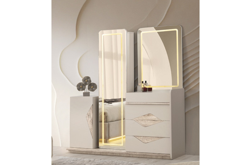 Exclusive-Dresser with Mirror-SANDBEIGE/TRAVERTEN-FAS