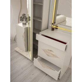 Exclusive-Kommode mit Spiegel-SANDBEIGE/TRAVERTEN-FAS