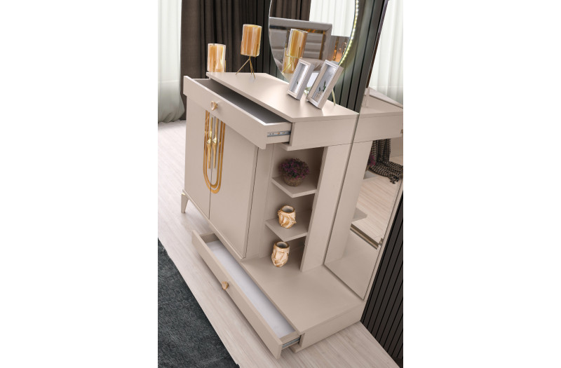 Exclusive-Dresser with Mirror-SANDBEIGE-SAFIR