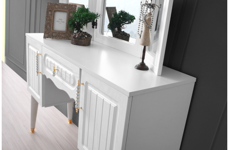Exclusive-Dresser with Mirror-WHITE-FIRAT