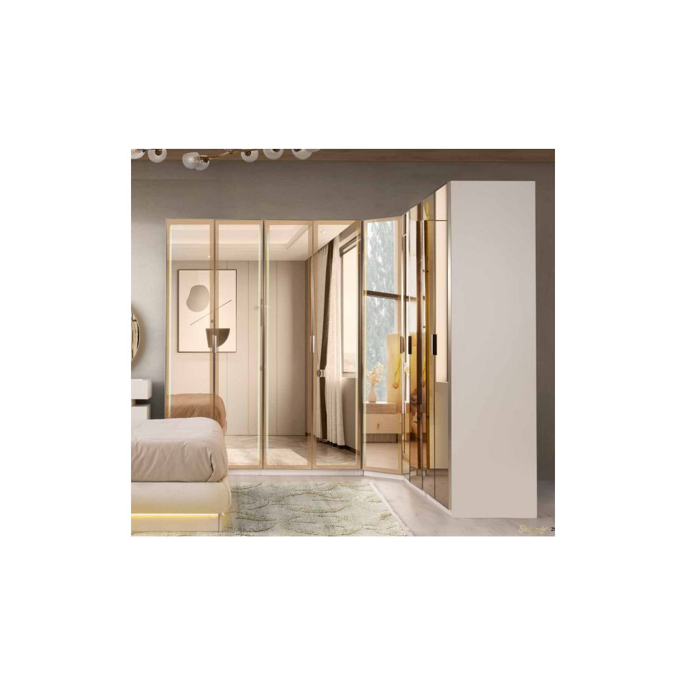Exclusive-Wardrobe with Doors-MOONSTONE/TRAVERTEN-PLATIN KOSE