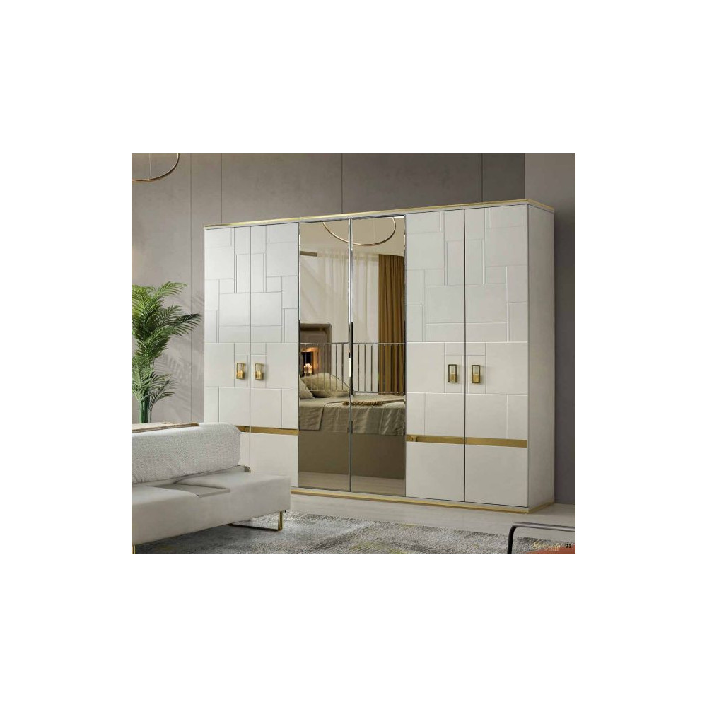 Exclusive-Kleiderschrank mit Türen-SANDBEIGE-CEVAHIR