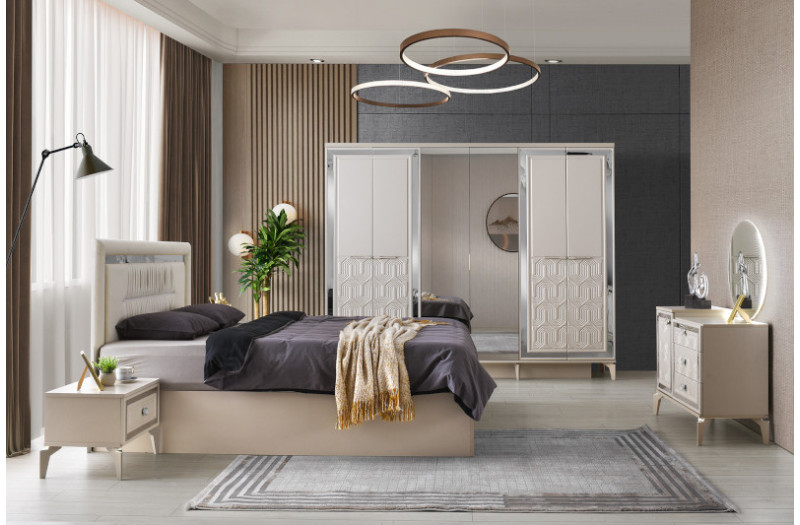 Exclusive-Kommode mit Spiegel-SANDBEIGE-PANAMA
