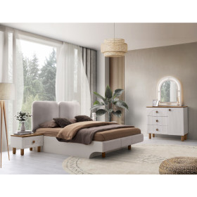 Bohem-Dresser with Mirror-MOONSTONE/WALLNUTT-CINAR