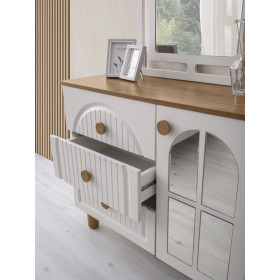 Bohem-Dresser with Mirror-MOONSTONE/WALLNUTT-CINAR