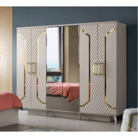 Exclusive-Kleiderschrank mit Türen-SANDBEIGE-PIYANO