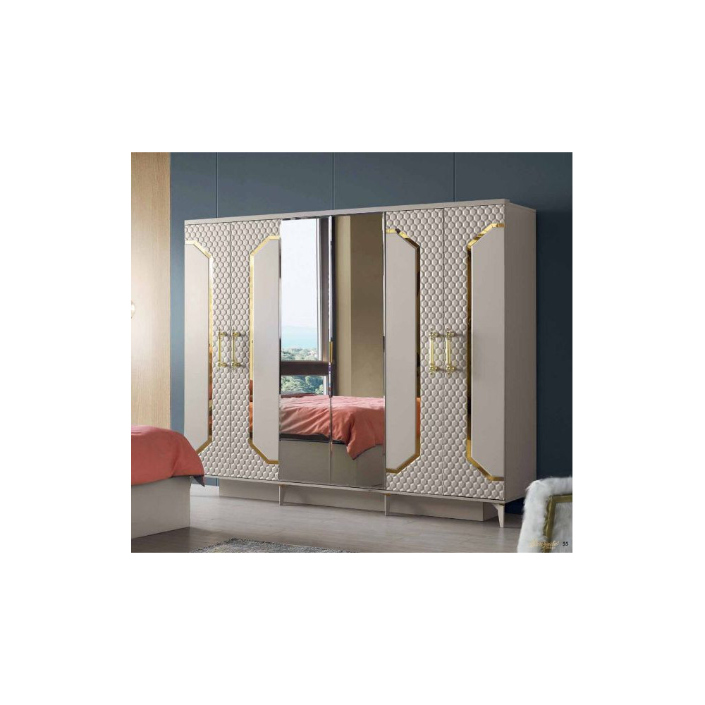 Exclusive-Kleiderschrank mit Türen-SANDBEIGE-PIYANO