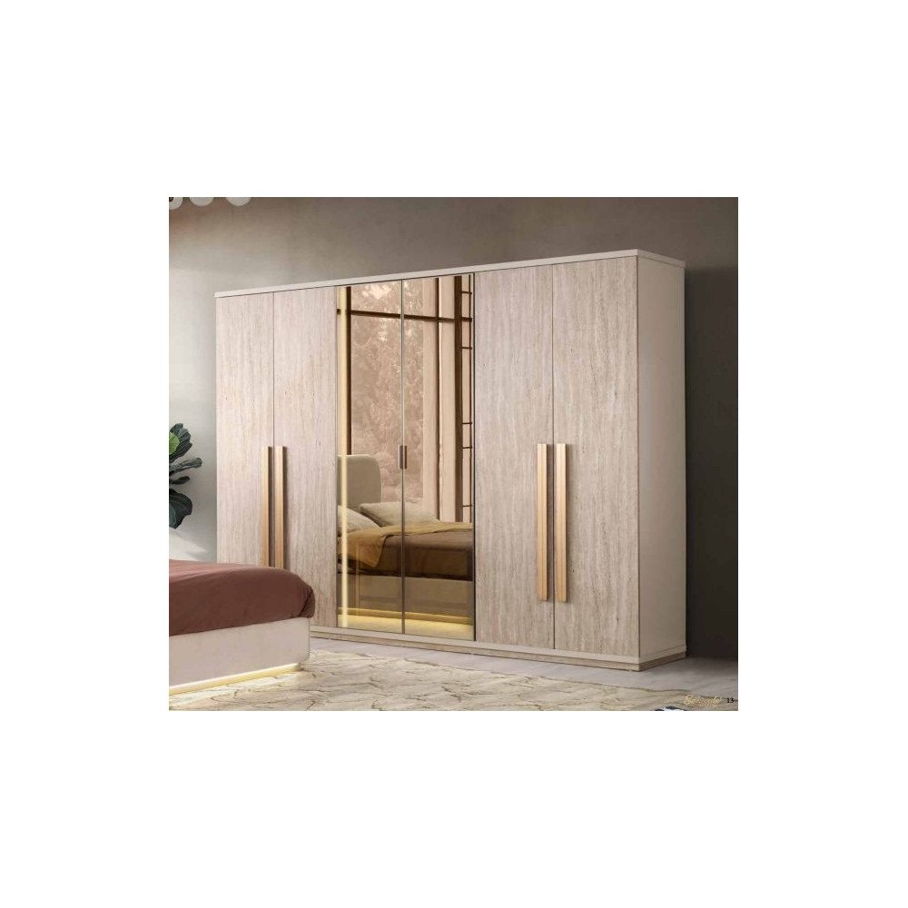 Exclusive-Kleiderschrank mit Türen-SANDBEIGE/TRAVERTEN-KAPADOKYA