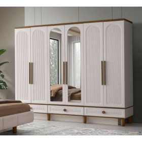 Bohem-Wardrobe with Doors-MOONSTONE/WALLNUT-IRMAK