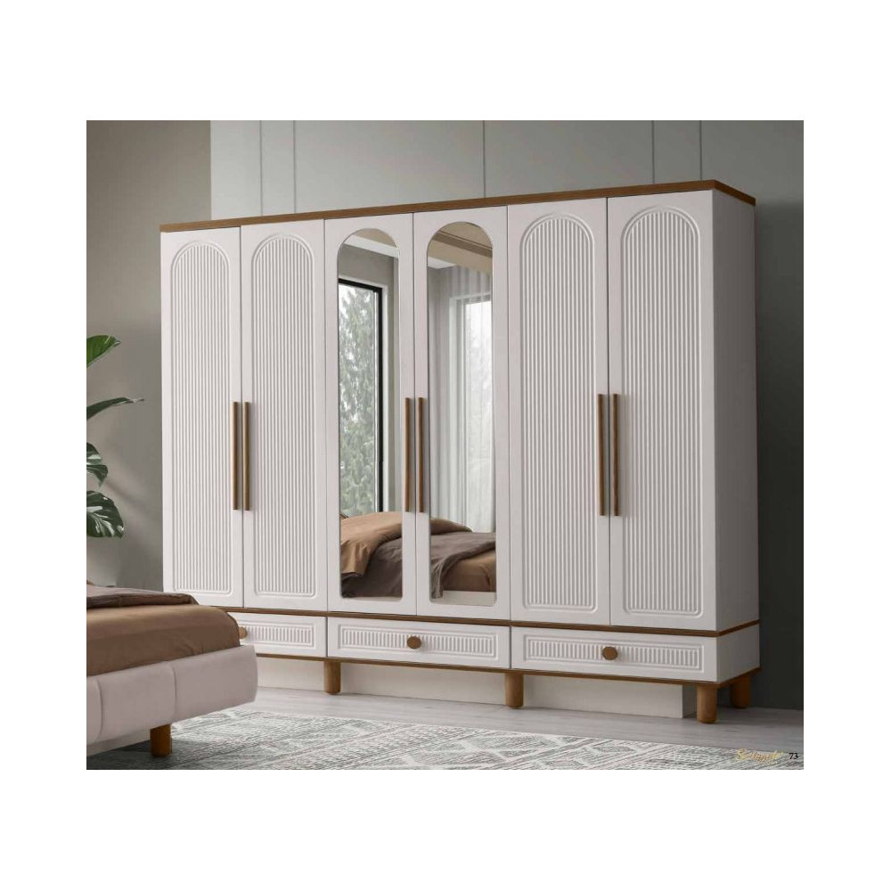 Bohem-Kleiderschrank mit Türen-MONSTEIN/WALNUSS-IRMAK