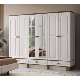 Bohem-Wardrobe with Doors-MOONSTONE/WALLNUT-CINAR