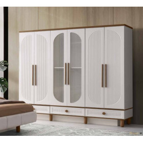 Bohem-Kleiderschrank mit Türen-MONSTEIN/WALNUSS-BASAK