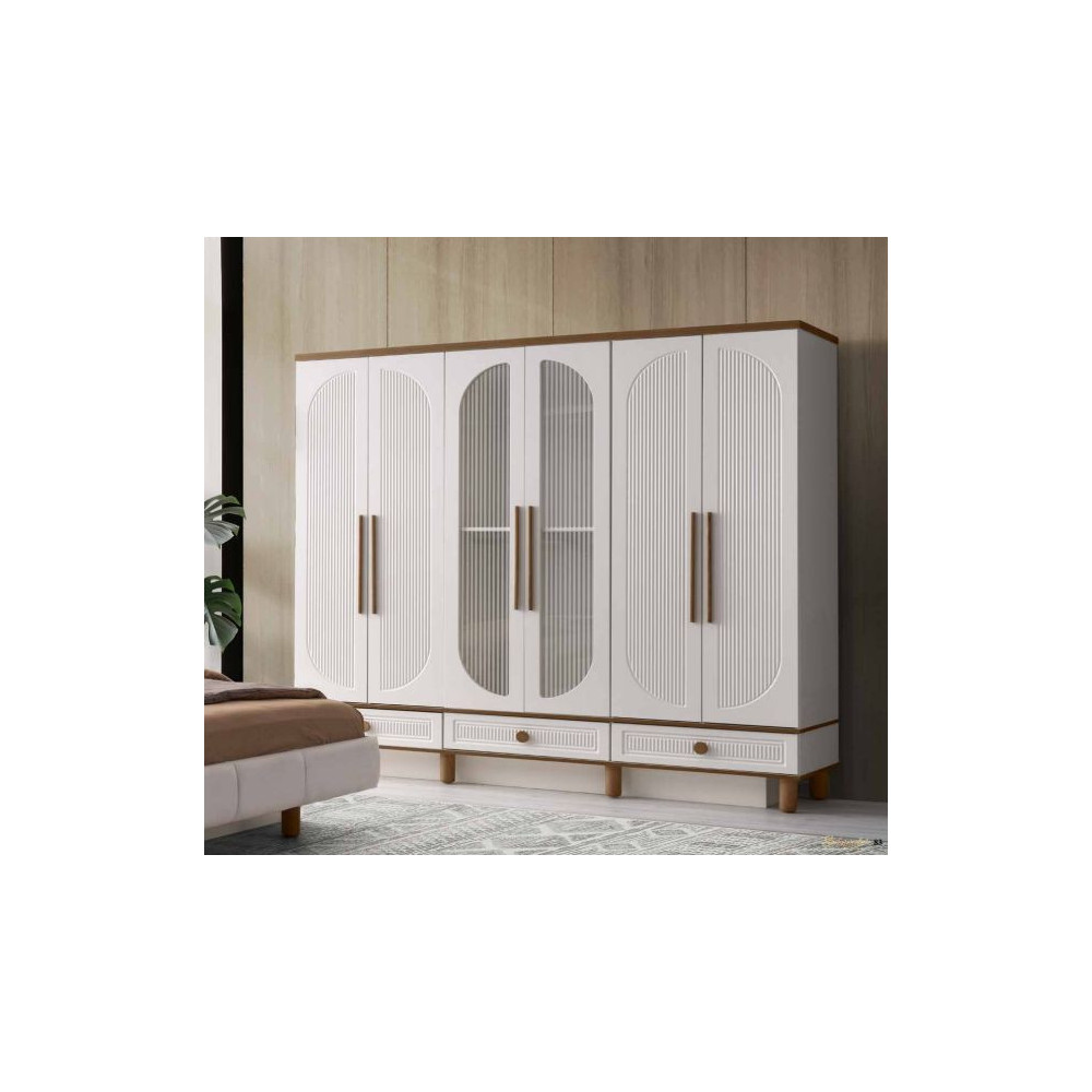 Bohem-Kleiderschrank mit Türen-MONSTEIN/WALNUSS-BASAK