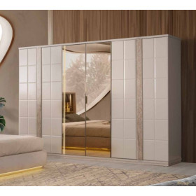 Exclusive-Kleiderschrank mit Türen-SANDBEIGE/TRAVERTEN-PETRA