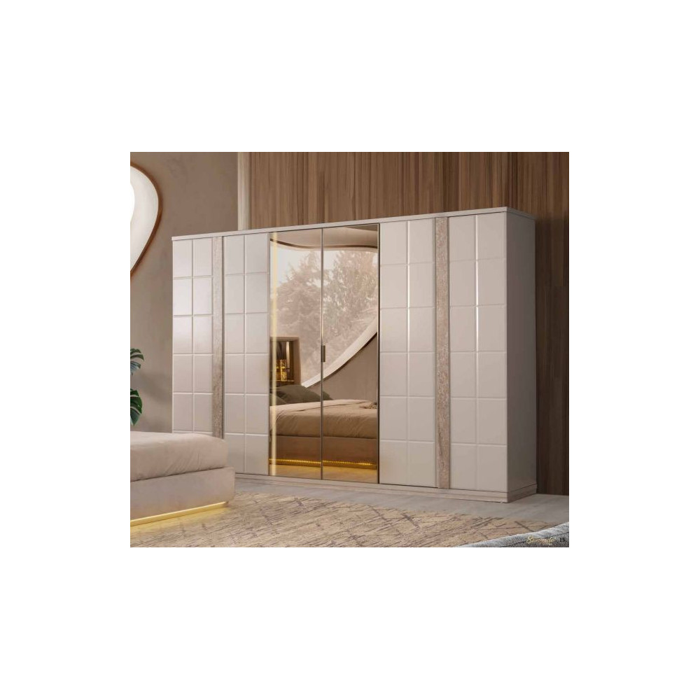 Exclusive-Wardrobe with Doors-SANDBEIGE/TRAVERTEN-PETRA