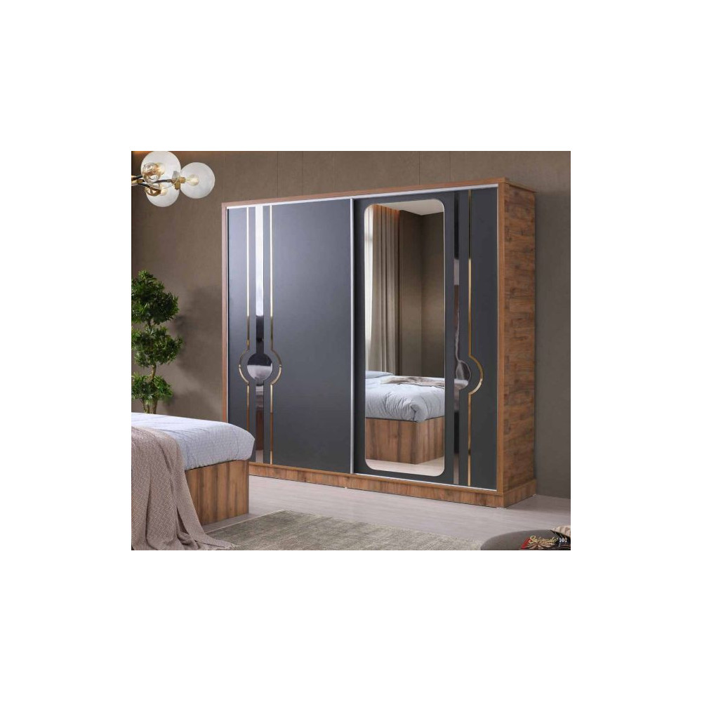 Surgulu-Wardrope with Sliding Doors -WALLNUT/ANTARASIT-GURUN